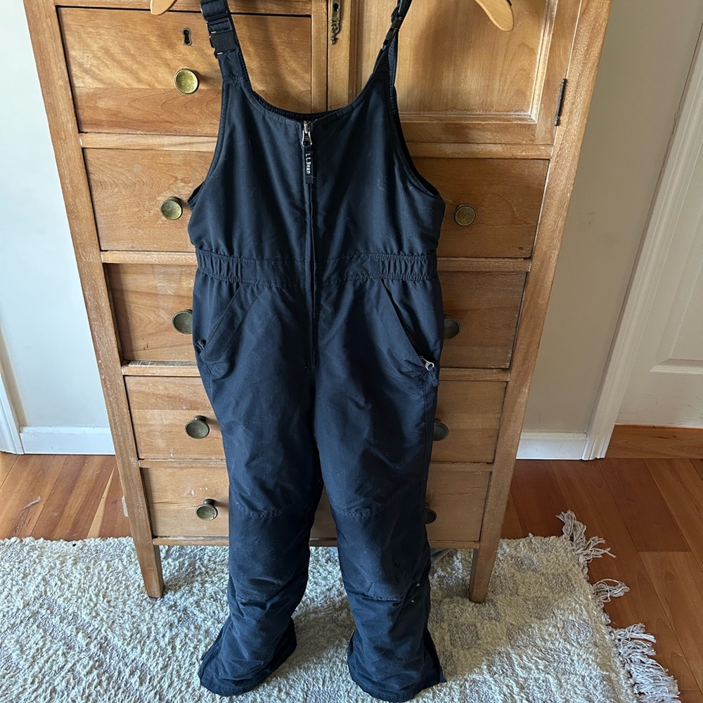 LL Bean Black Snow bib, snow overalls size 10
